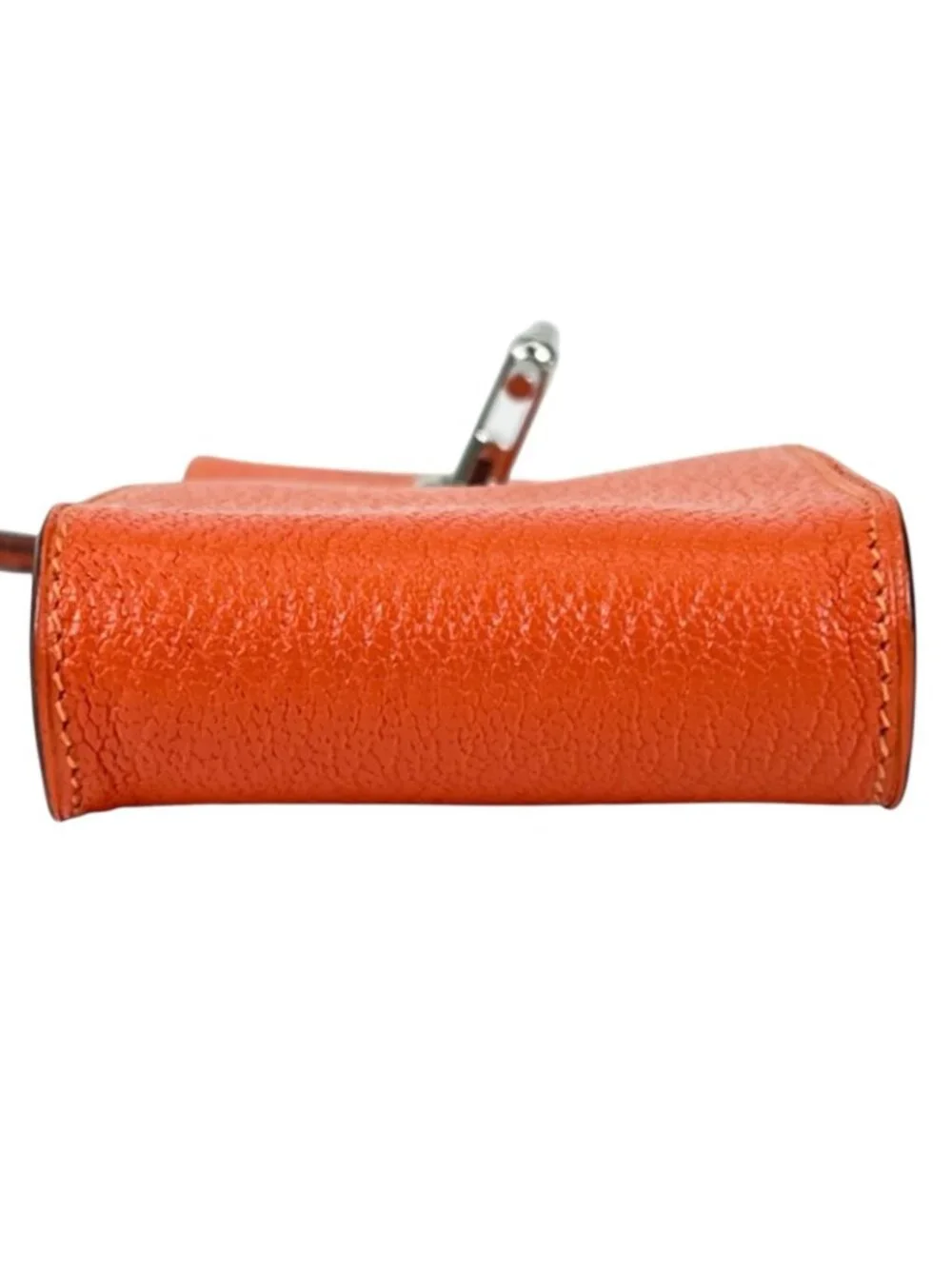 Hermes Vespa Pouch Garet Case Chevre Mysore Leather Orange Silver
